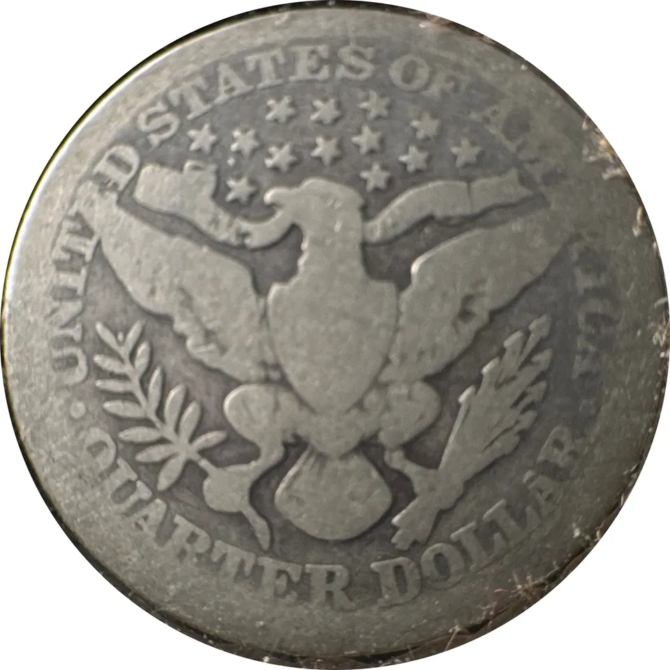 1901-P Barber Quarter Ungraded — back
