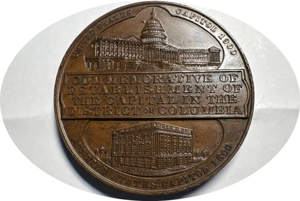 1900 John Adams-William McKinley - US Capital in DC Commemorative Medal Ungraded — back