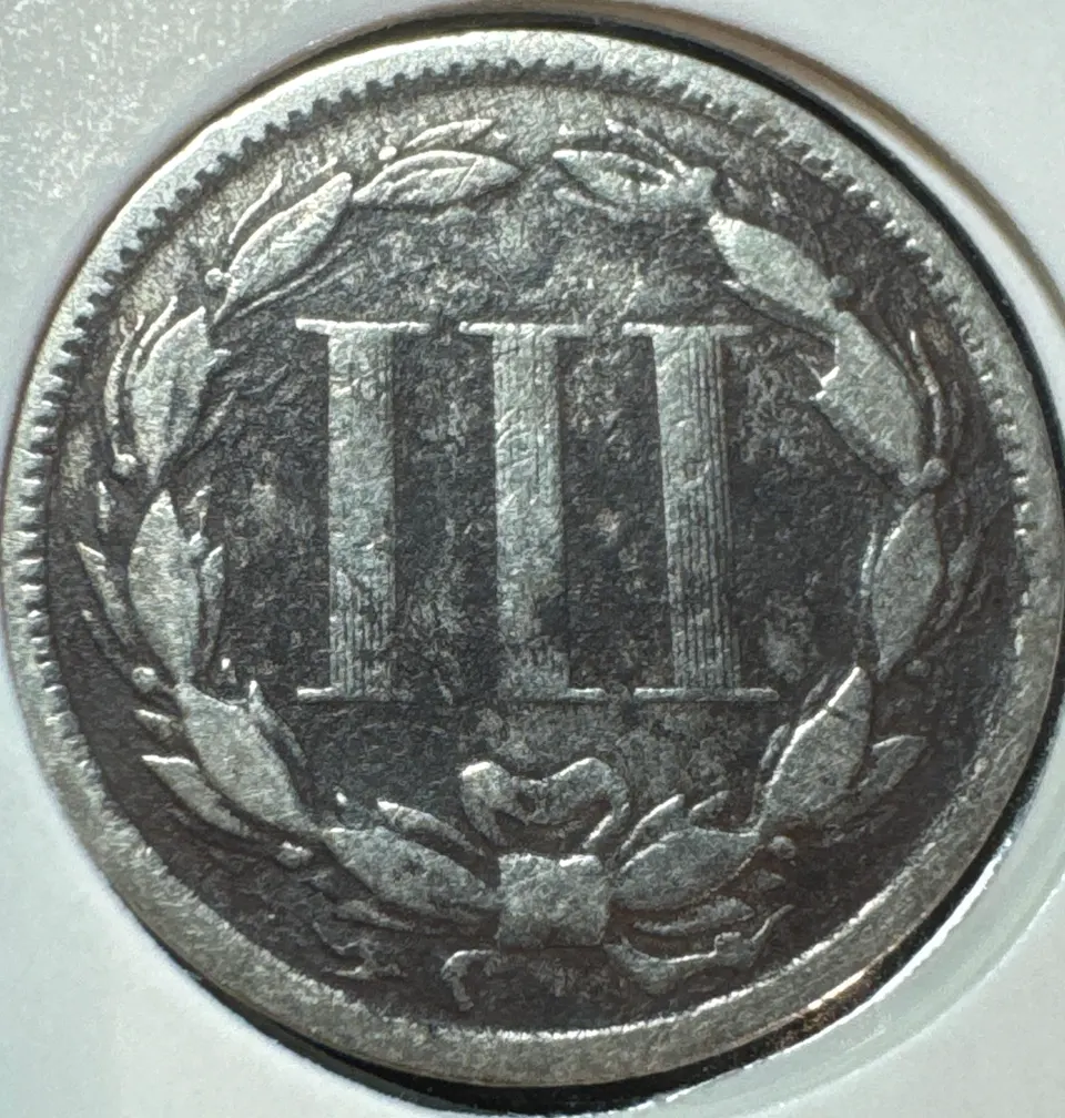 1874-P 3-Cent Nickel Ungraded — back