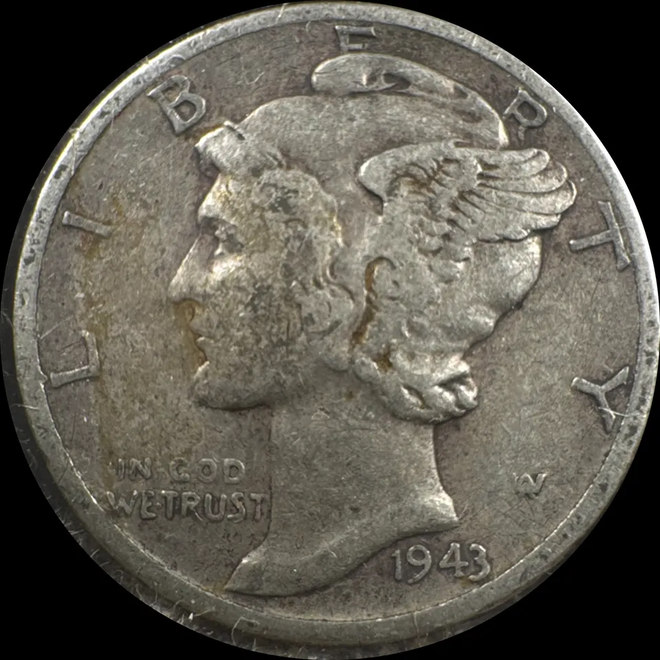 1943-D Mercury Dime Ungraded — front