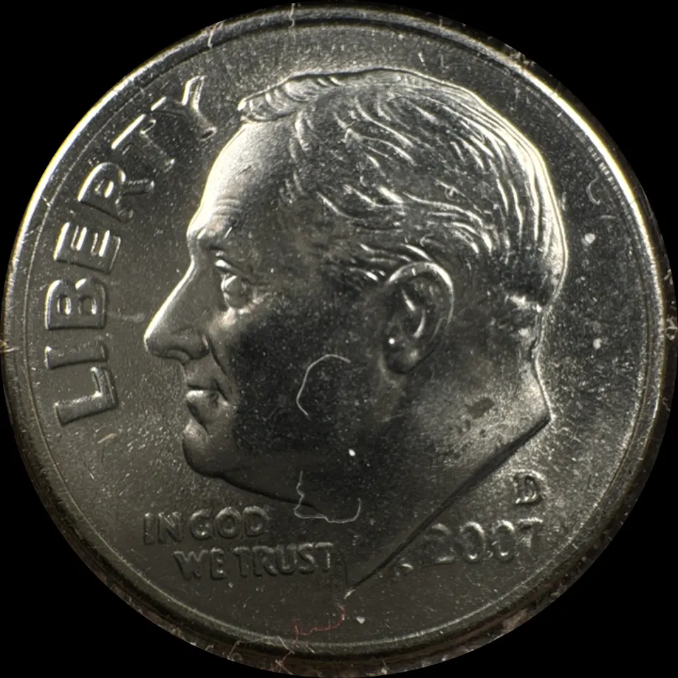 2007-D Roosevelt Dime Ungraded — front