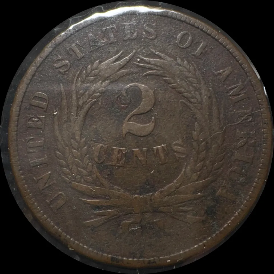 1868-P 2-Cent Piece Ungraded — back