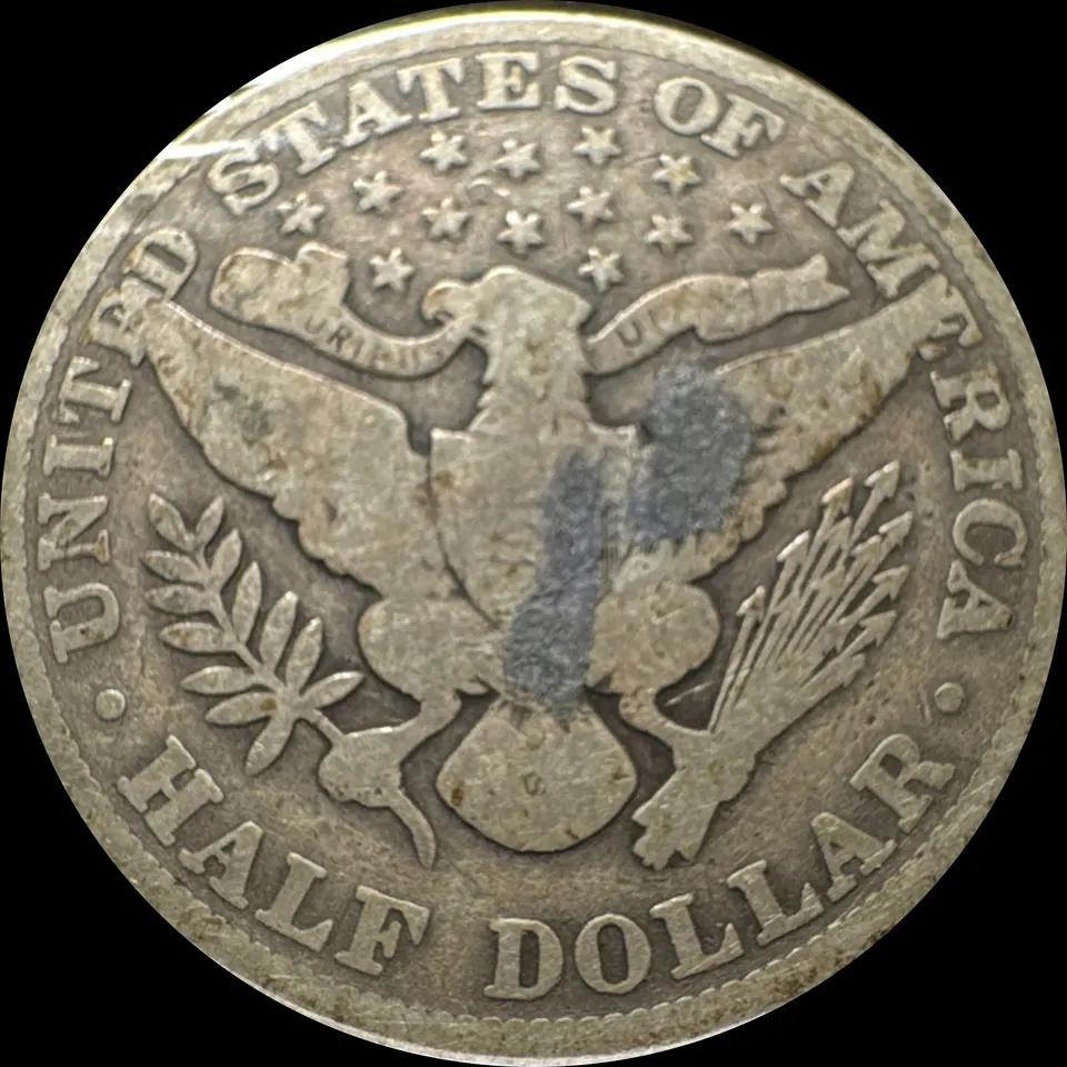 1912-P Barber Half Dollar Ungraded — back