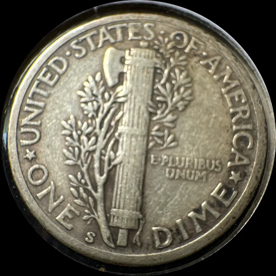 1944-S Mercury Dime Ungraded — back