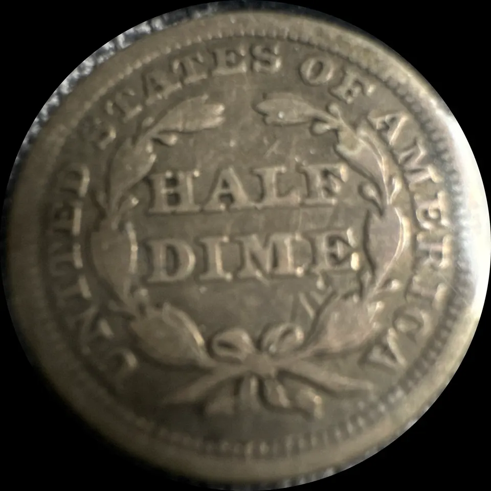 1854-P Seated Liberty Half Dime Ungraded — back