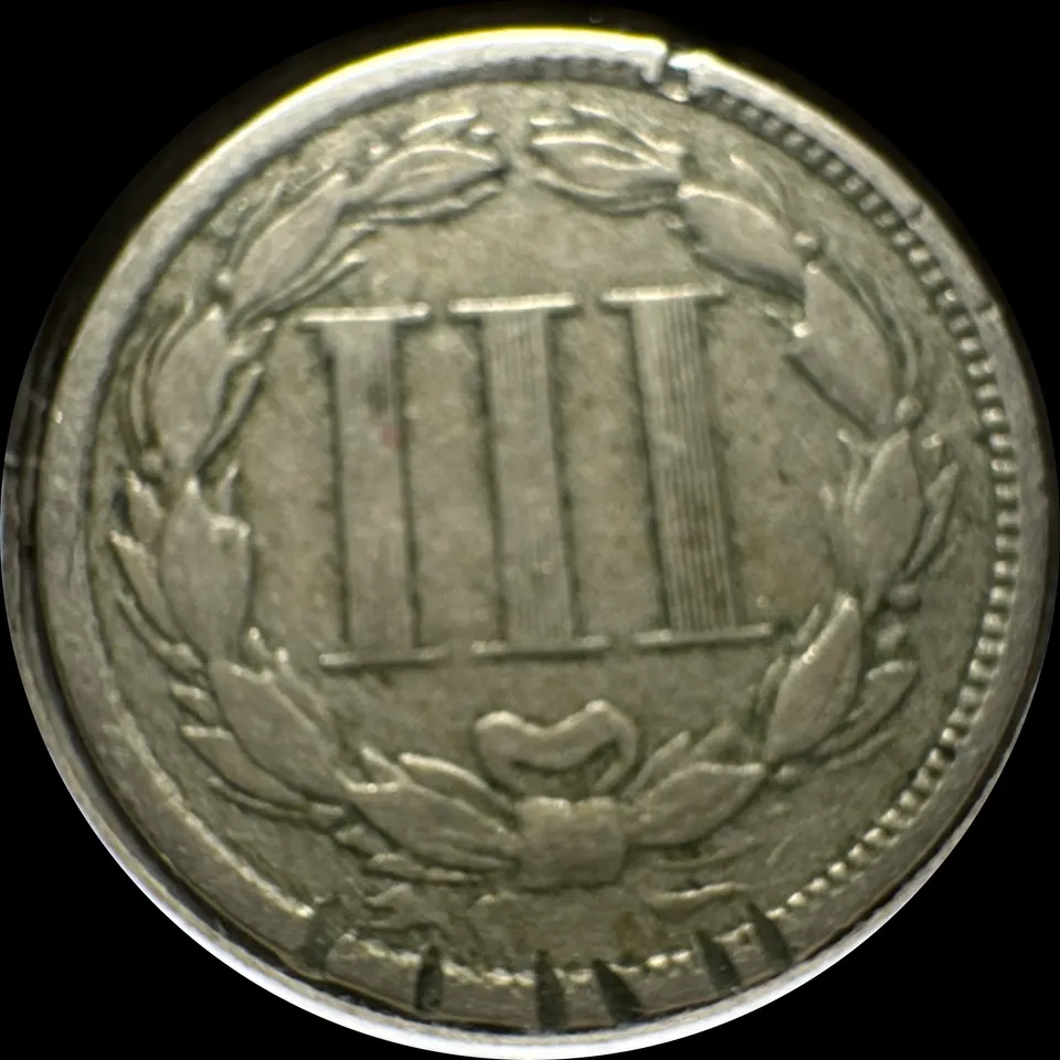 1868-P 3-Cent Nickel Ungraded — back