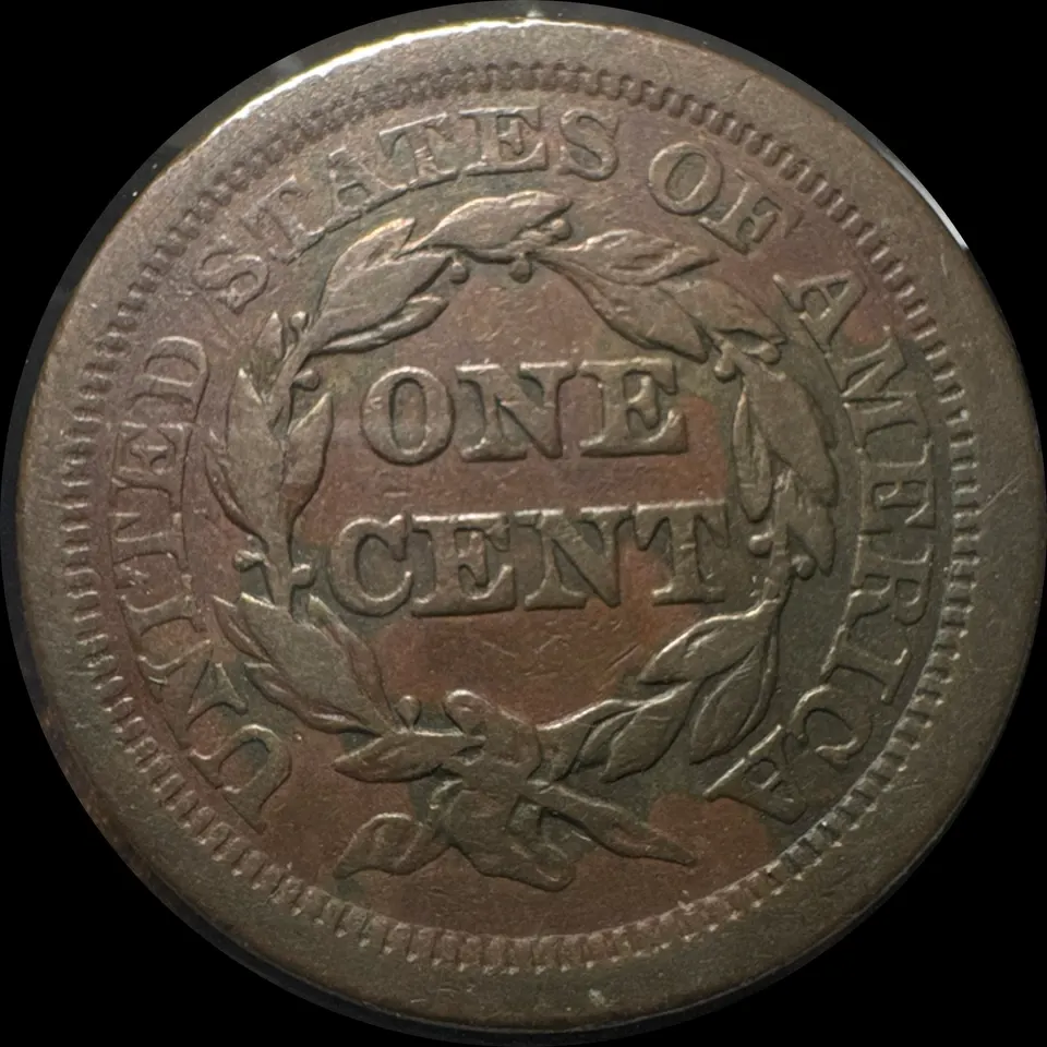 1843-P Braided Hair Large Cent Ungraded — back