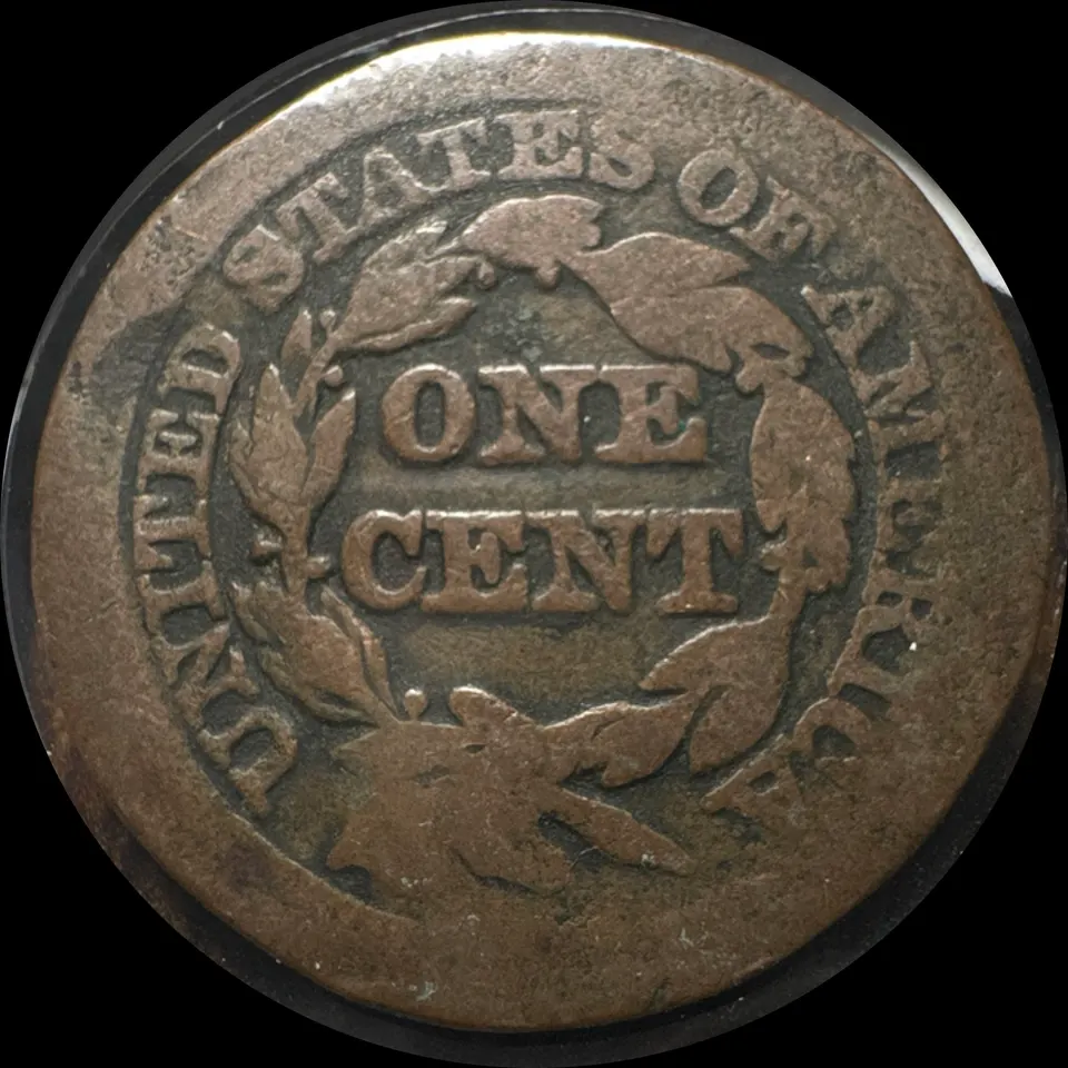 1847-P Braided Hair Large Cent Ungraded — back
