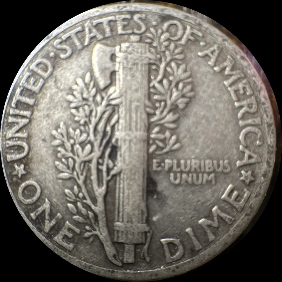 1940-P Mercury Dime Ungraded — back
