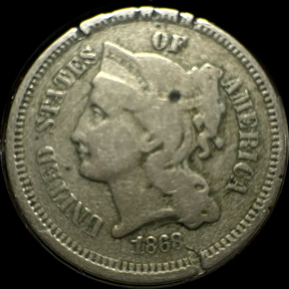 1868-P 3-Cent Nickel Ungraded — front