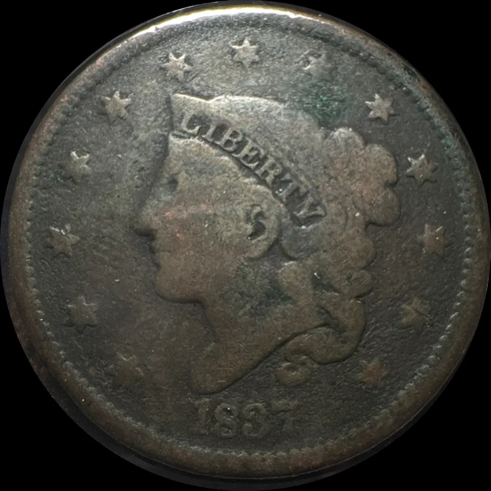 1837-P Coronet Head Large Cent Ungraded — front