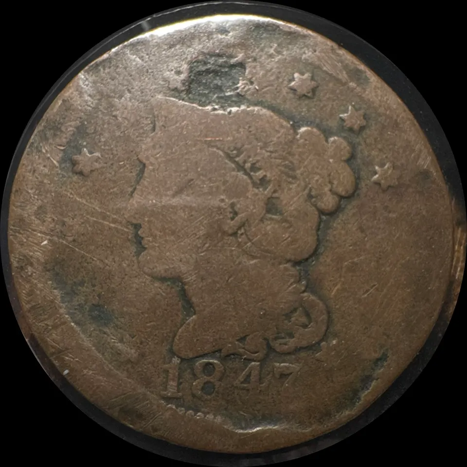 1847-P Braided Hair Large Cent Ungraded — front
