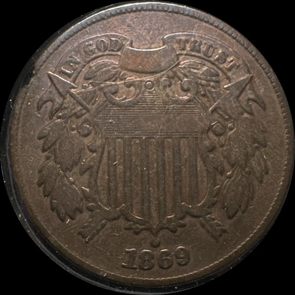 1869-P 2-Cent Piece Ungraded — front